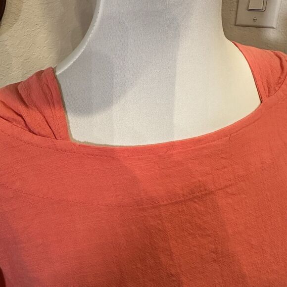 Sea Breeze Pink Cotton Shirt with buttons square neck women size xs 100% cotton - Picture 2 of 6